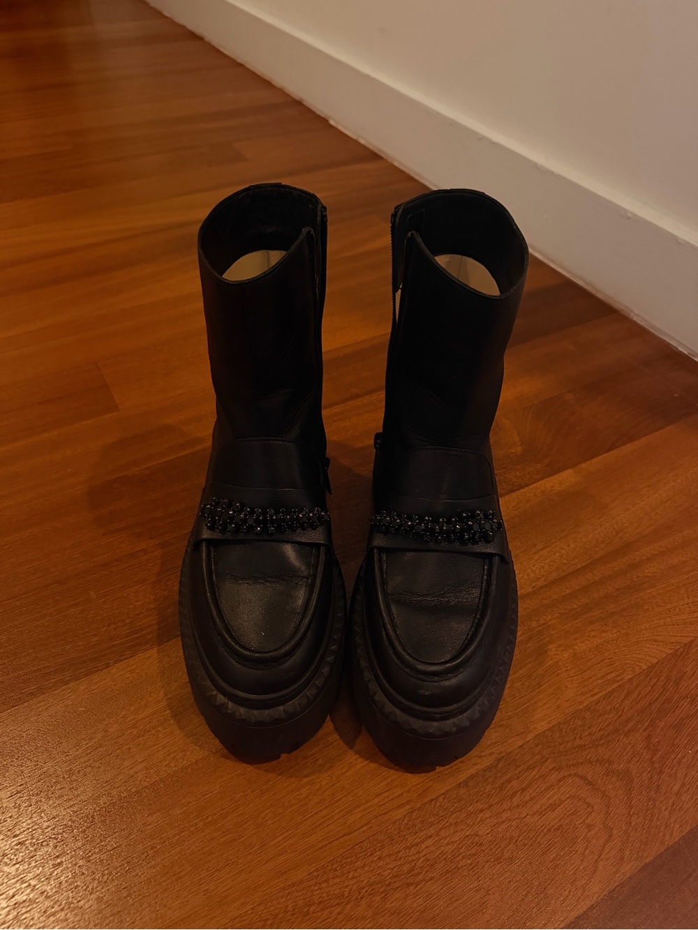 Jimmy Choo Black leather platform boots 37.5